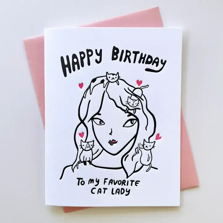 Cat Lady Birthday Card