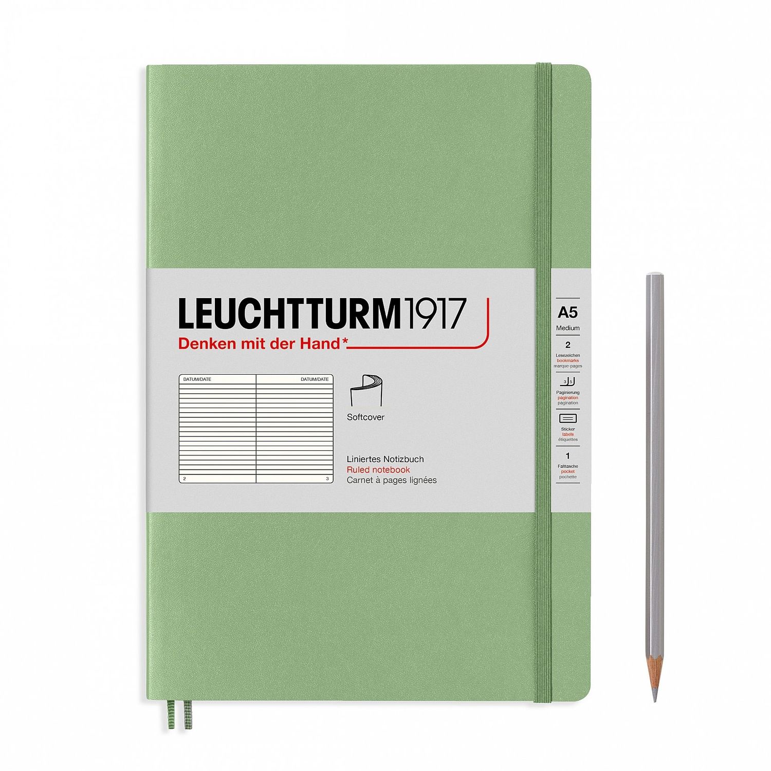 Leuchtturm1917 - A5 Softcover Notebook - Sage, Ruled