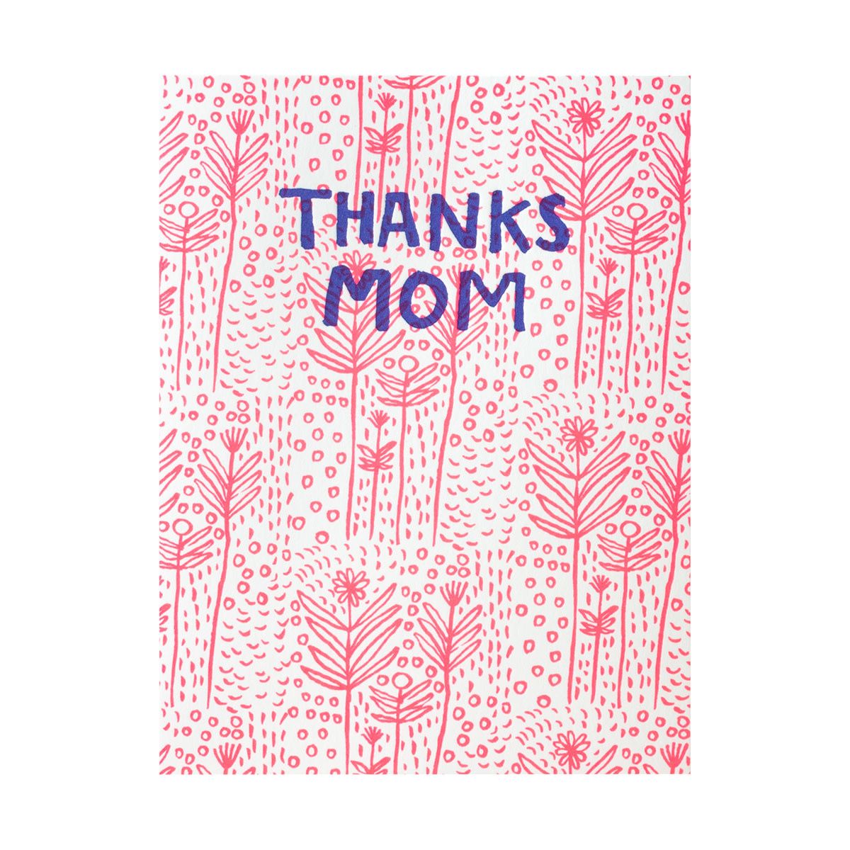 Thanks Mom Folk Floral Letterpress Card