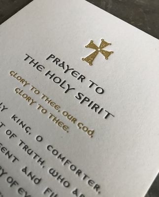 Prayer to the Holy Spirit Letterpress Prayer Card