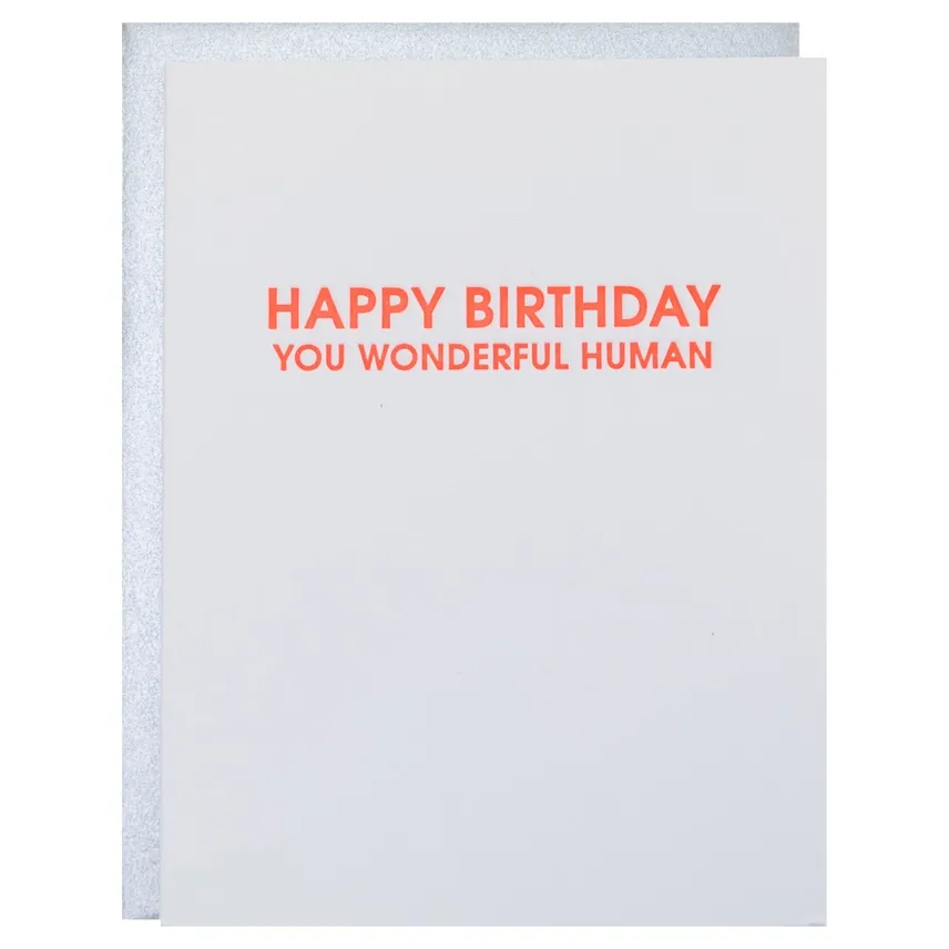 Wonderful Human Letterpress Birthday Card