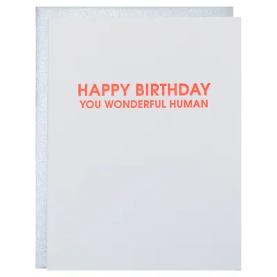 Wonderful Human Letterpress Birthday Card