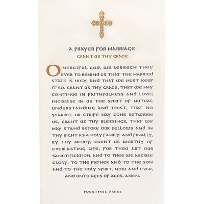 A Prayer For Marriage Letterpress Prayer Card