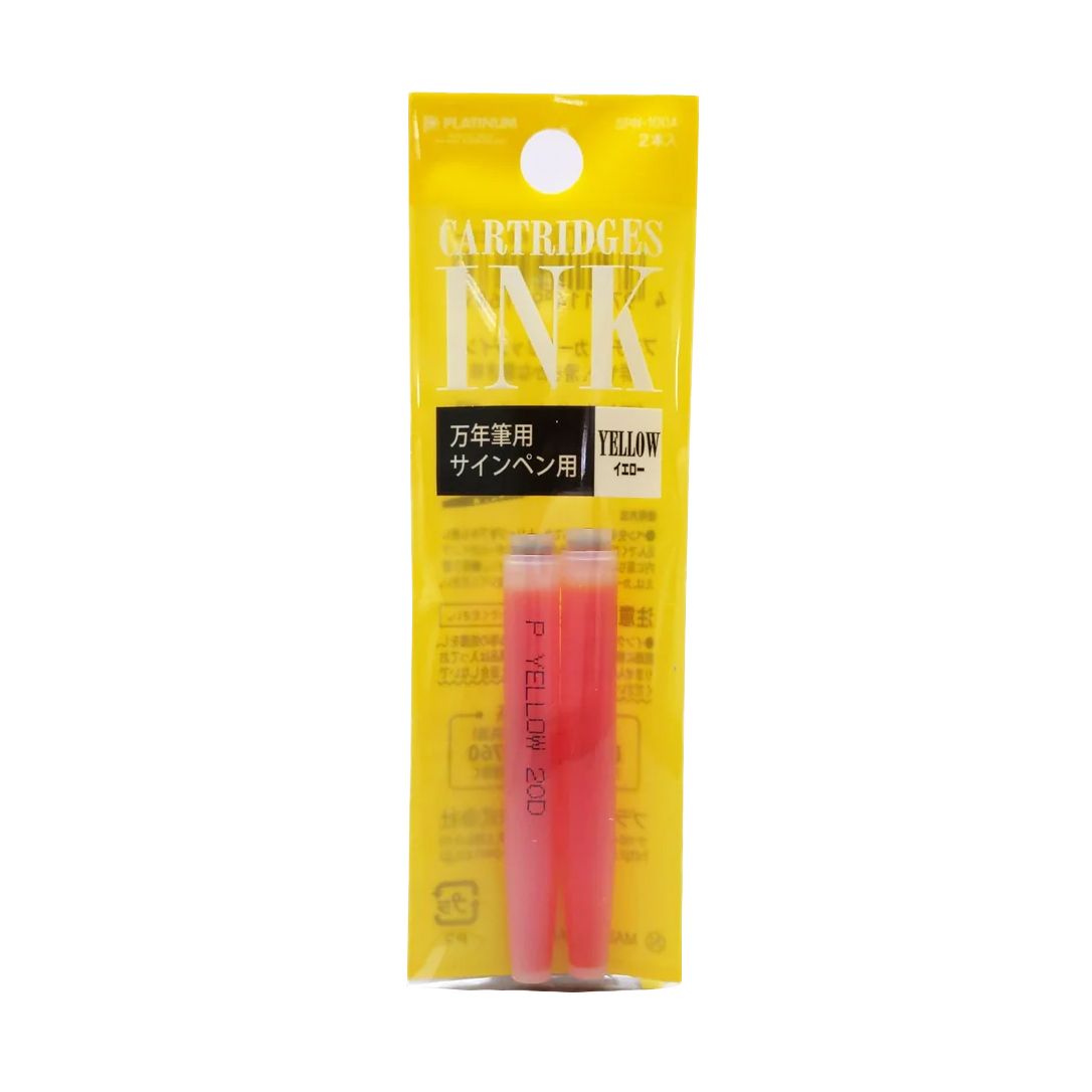 Platinum Preppy Ink Cartridges - Yellow (pack of 2)