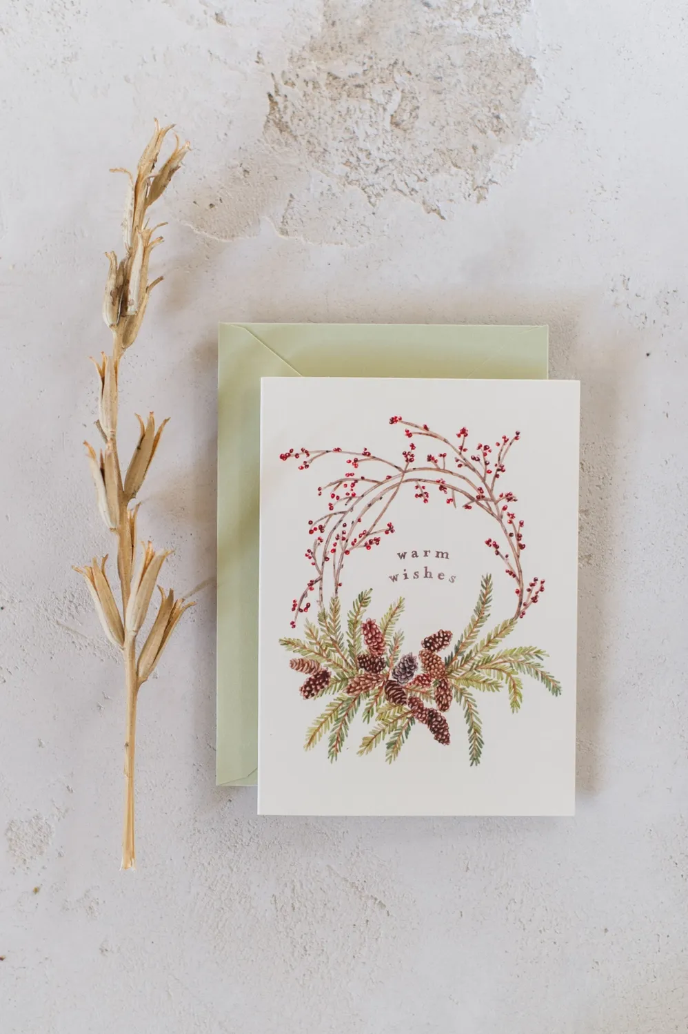 Pinecone Wreath Greeting Cards (box of 8)