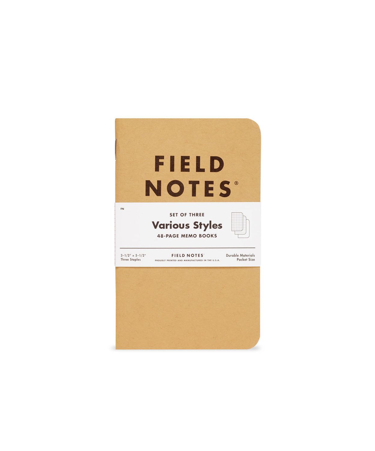 Field Notes Original Kraft Notebook 3-Pack (Graph, Ruled, Blank)