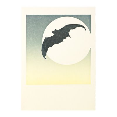 Moon Bat Letterpress Card