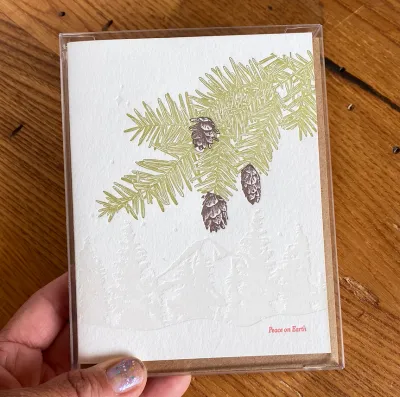 Western Hemlock Peace On Earth Letterpress Cards (box of 6)