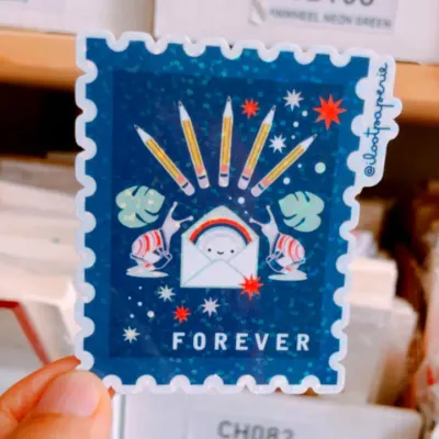 Glitter Snail Mail Forever Sticker