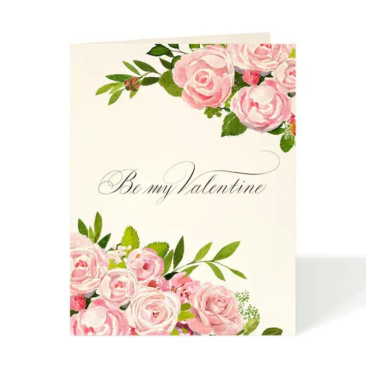 Be My Valentine Pink Roses Card