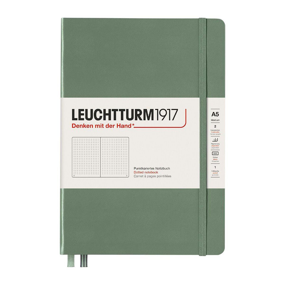 Leuchtturm1917 - A5 Hardcover Notebook - Olive, Dotted