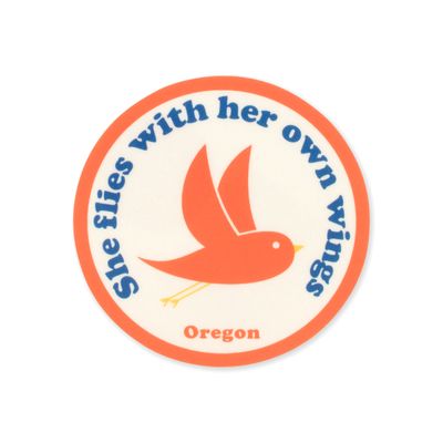 She Flies With Her Own Wings Oregon Motto Sticker
