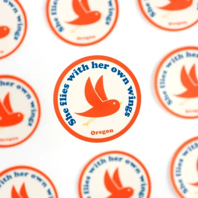 She Flies With Her Own Wings Oregon Motto Sticker