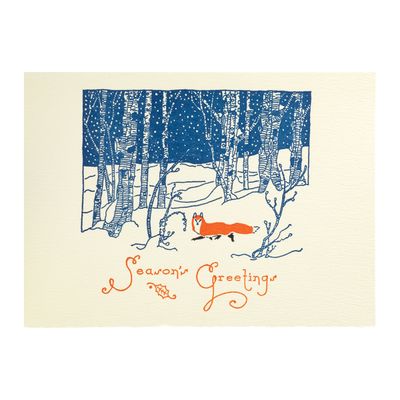 Snow Fox Letterpress Holiday Cards (box of 8)