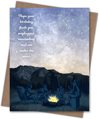 Unplugged Camping Birthday Card