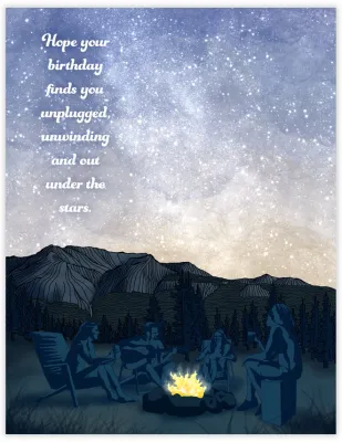 Unplugged Camping Birthday Card