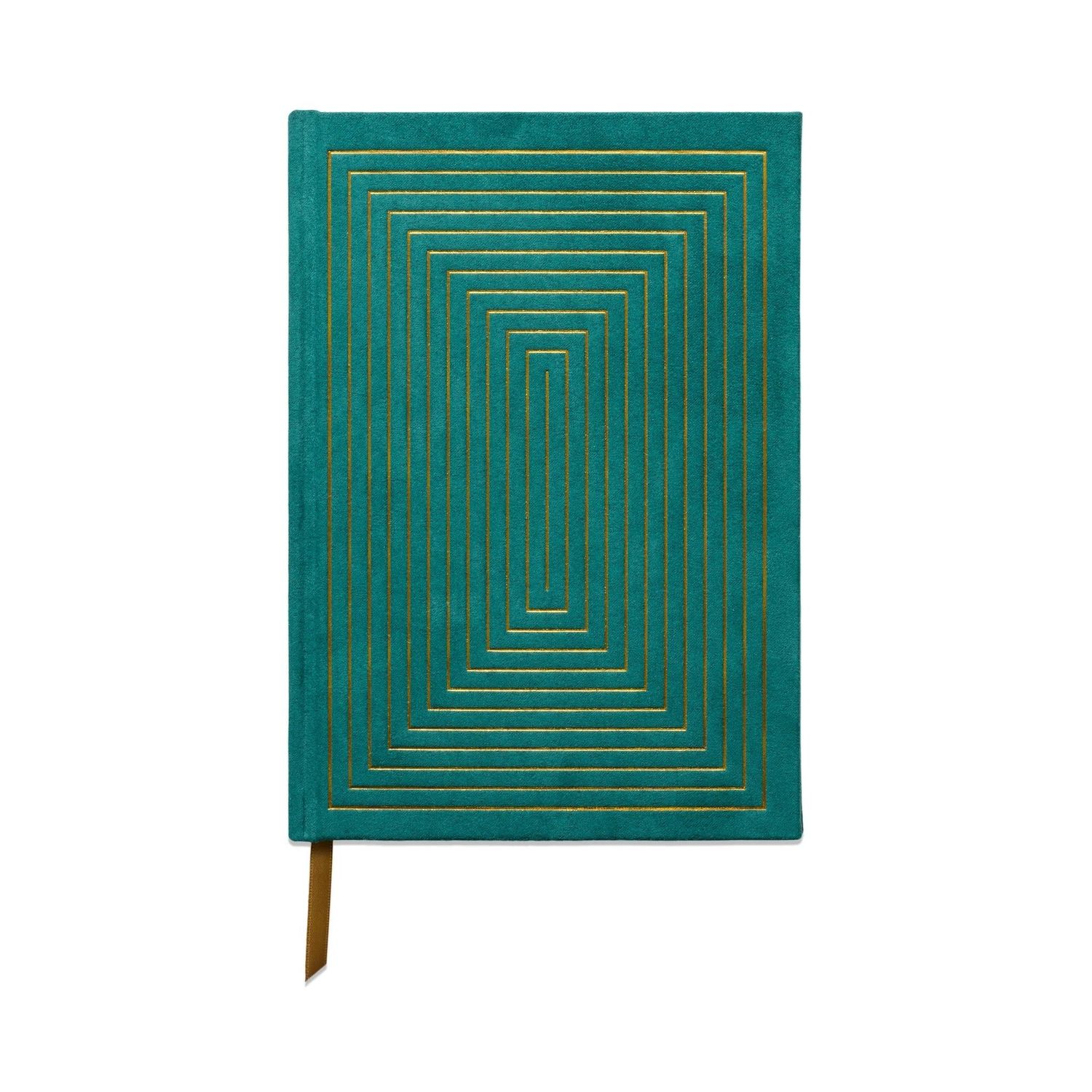 Hardcover Suede Cloth Journal - Linear Boxes Green