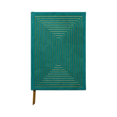 Hardcover Suede Cloth Journal - Linear Boxes Green