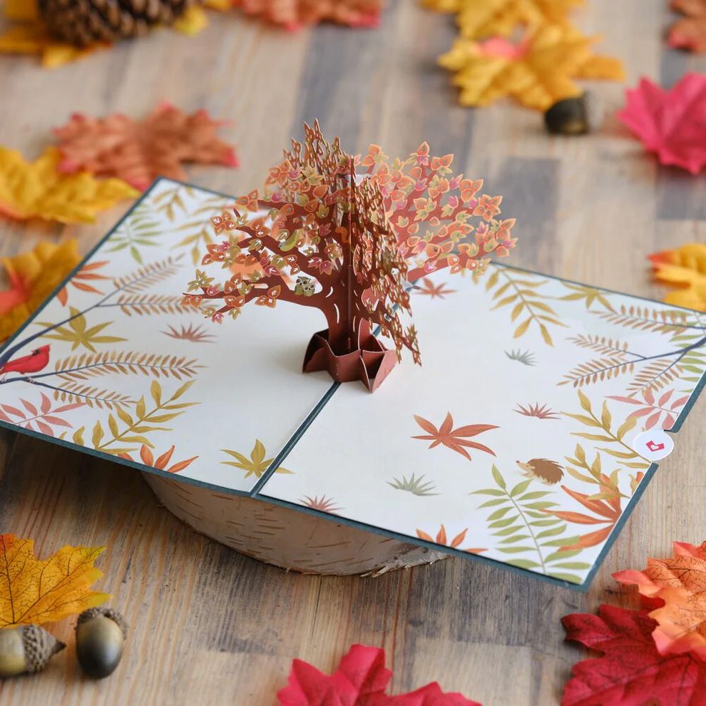 Fall Woodland Animal Tree Pop-Up Card