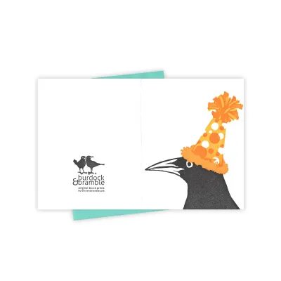 Party Hat Grackle Letterpress Card
