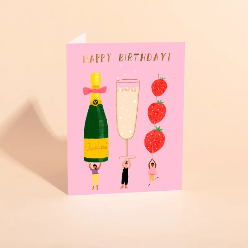 Champagne Wishes Birthday Card