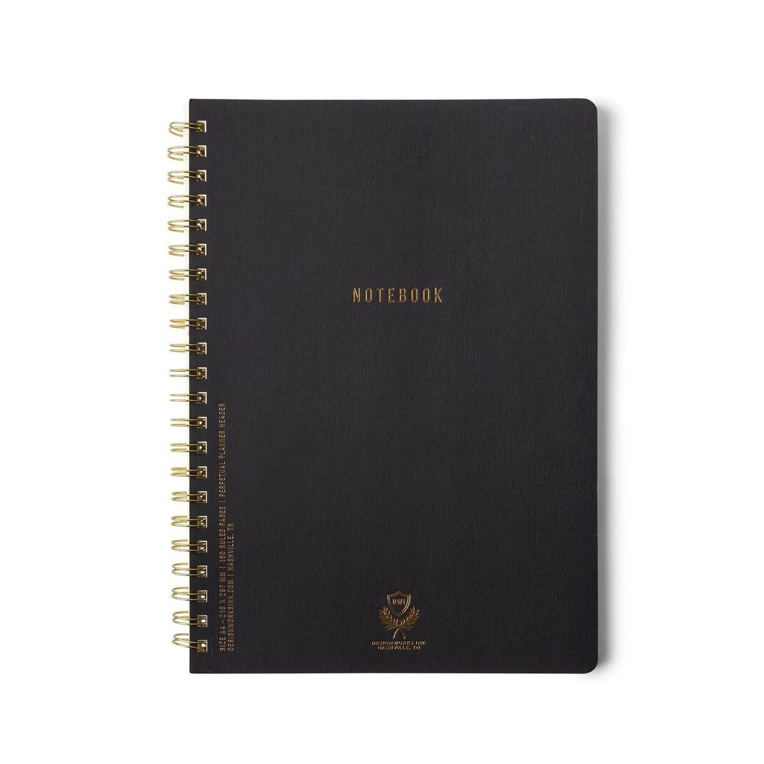 Textured Paper Twin Wire Large Notebook - Ebony
