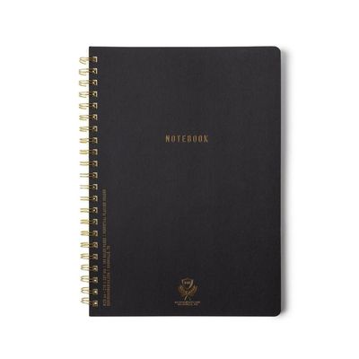 Textured Paper Twin Wire Large Notebook - Ebony