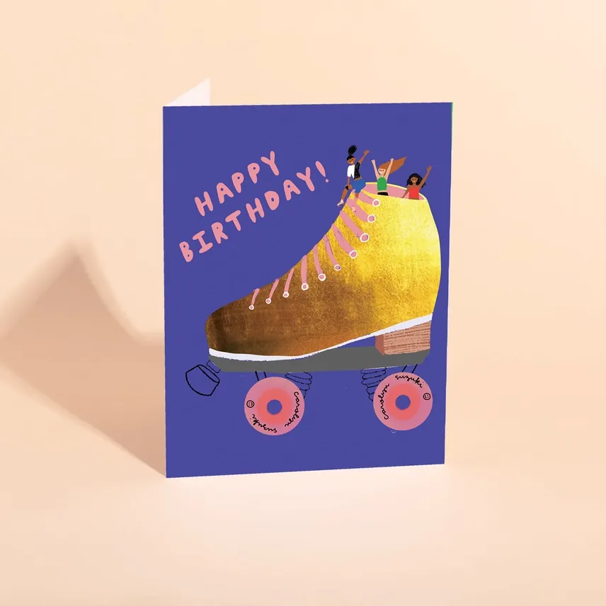 Golden Skater Birthday Card