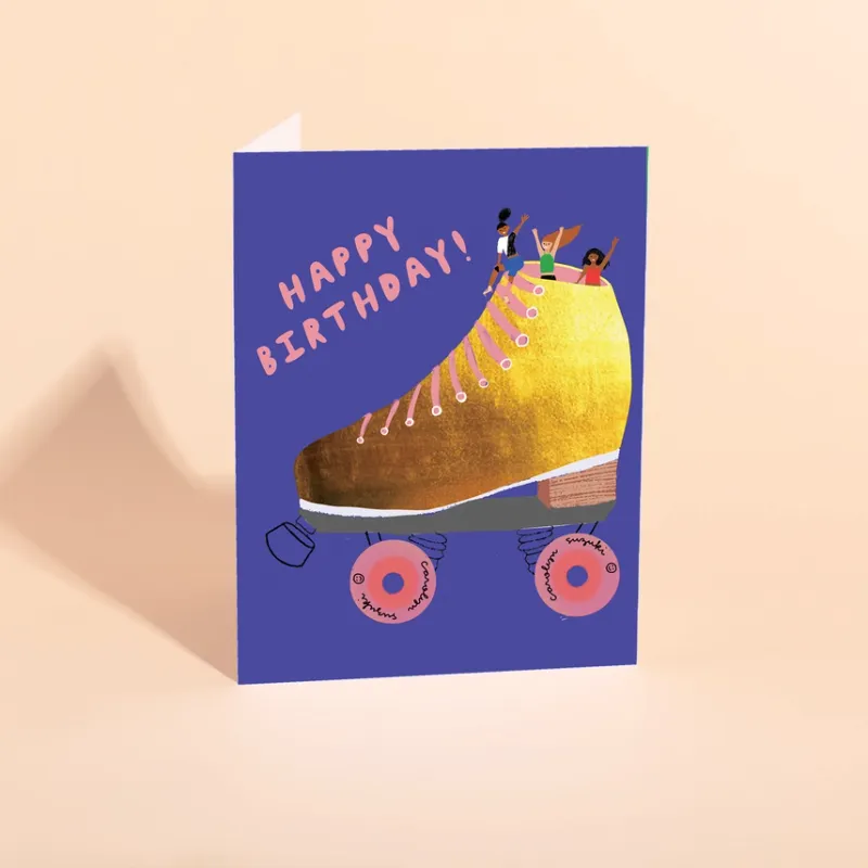 Golden Skater Birthday Card