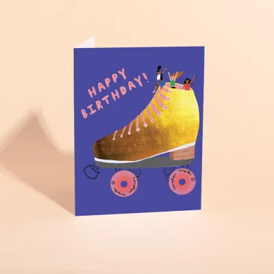 Golden Skater Birthday Card
