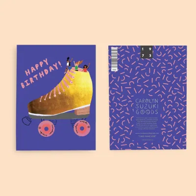 Golden Skater Birthday Card