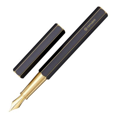 YSTUDIO Classic Brass Black Fountain Pen Medium