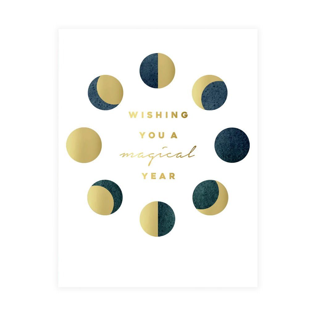 Phases of the Moon Foil Birthday Card