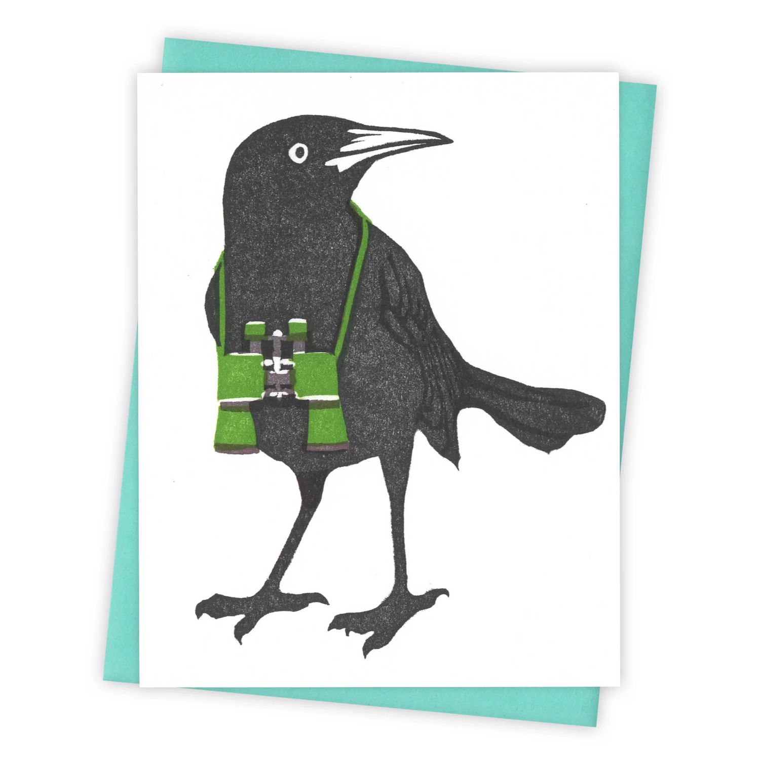 Birdwatching Grackle Letterpress Card