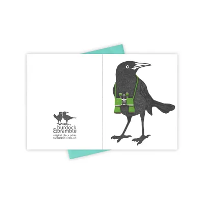 Birdwatching Grackle Letterpress Card
