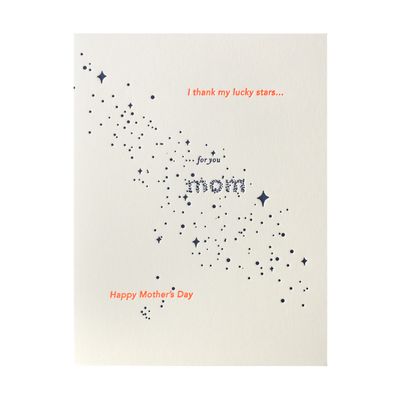 Thank Lucky Stars Mom Letterpress Card