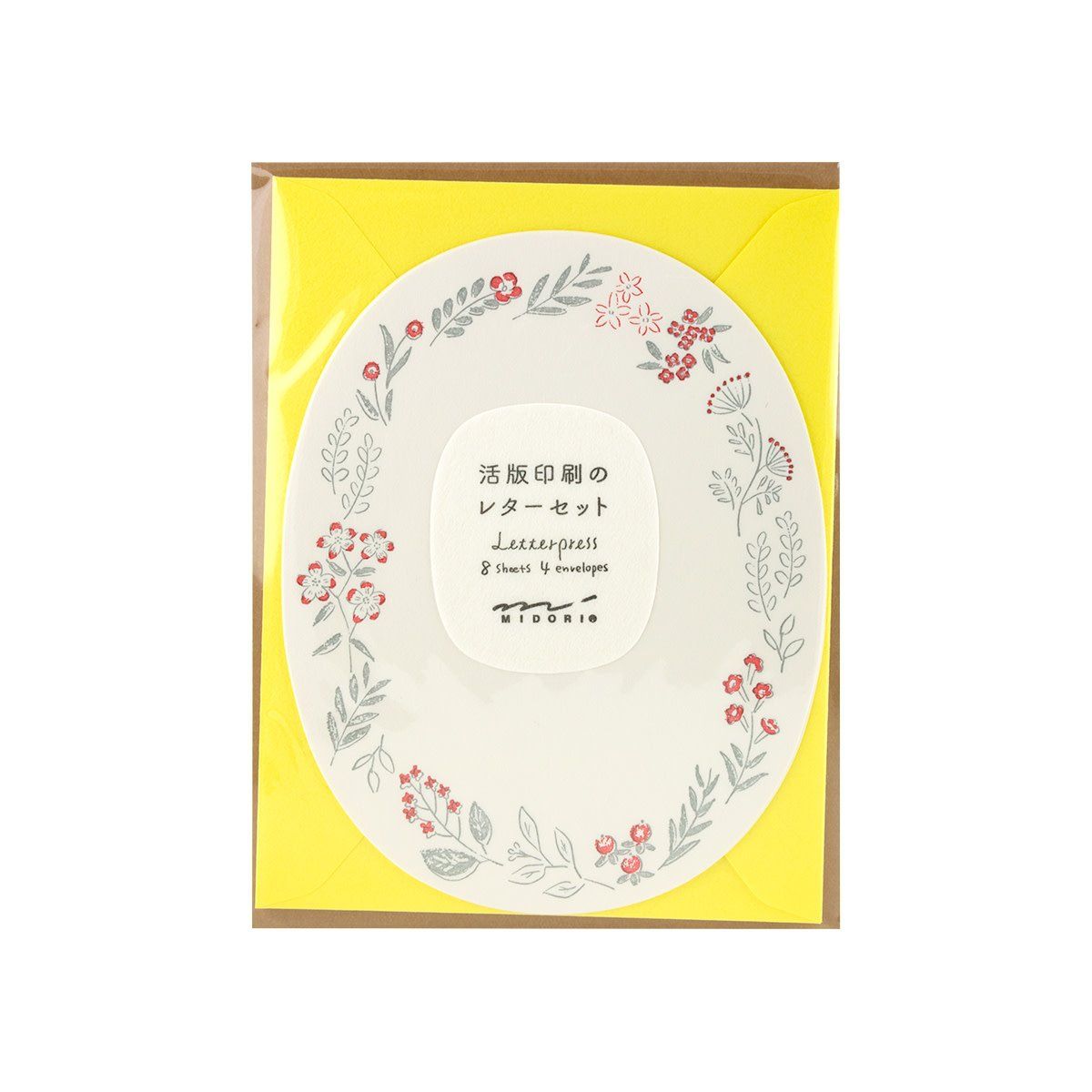 Midori MD Letter Set 489 Letterpress Die-Cut Wreath Red