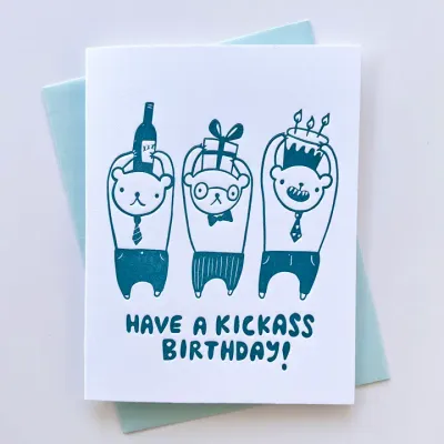 Kickass Birthday Letterpress Card