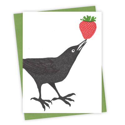 Strawberry Grackle Letterpress Card