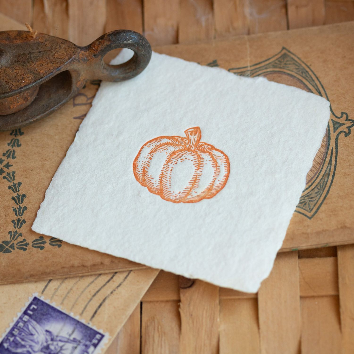 Oblation Pumpkin Petite Letterpress  Flat Enclosure Card