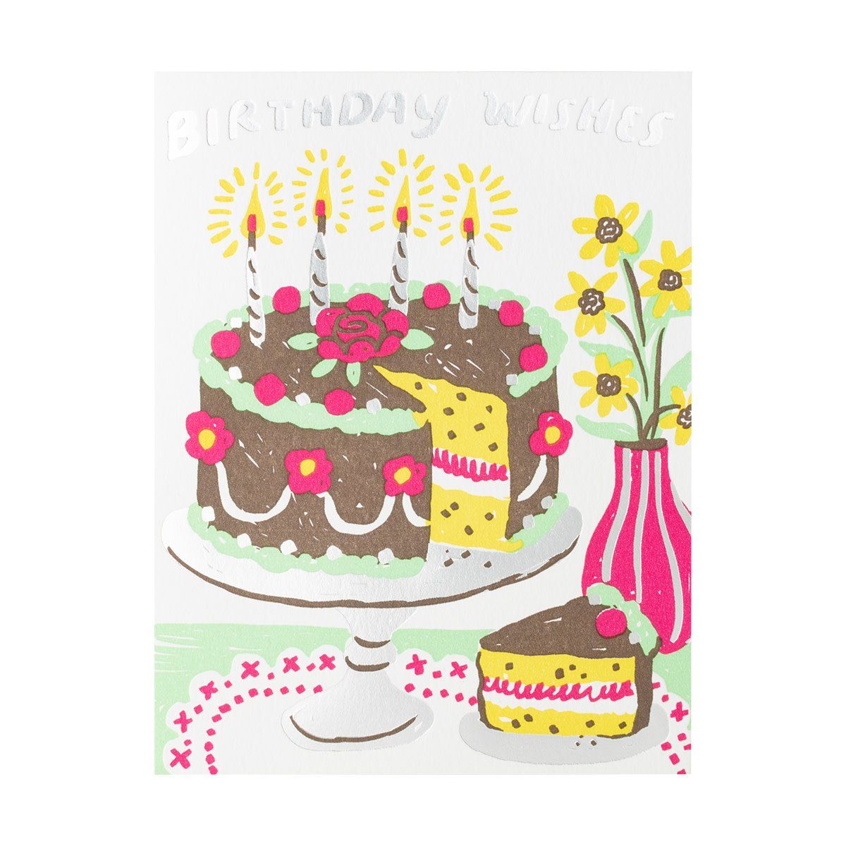 Birthday Cake Wishes Letterpress Card