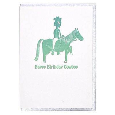 Cowboy Birthday Alien Letterpress Greeting Card