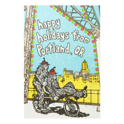 Happy Holidays from PDX Sasquatch Letterpress Cards (box of 6)
