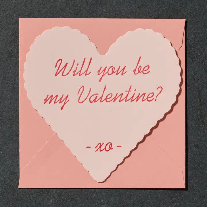 Will You Be My Valentine XO Letterpress Card