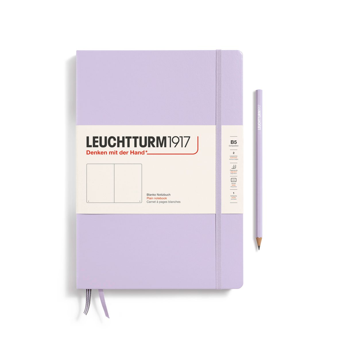 Leuchtturm1917 B5 Hardcover Composition Notebook -  Lilac, Dotted