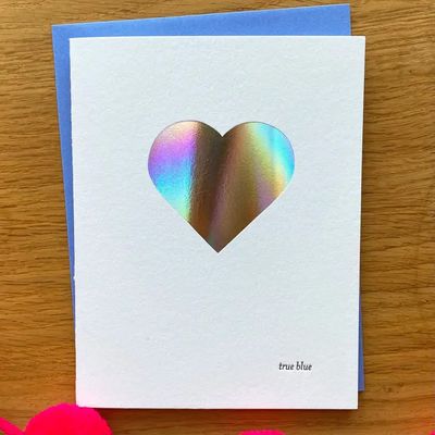 True Blue Foil Heart Card