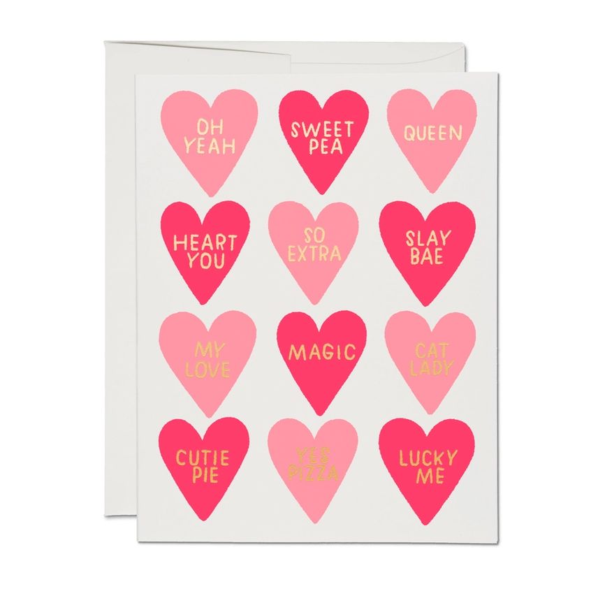 Conversation Hearts Foil Valentine's Card