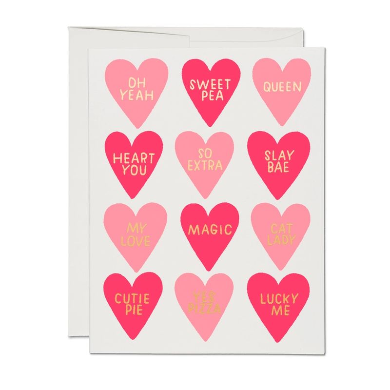 Conversation Hearts Foil Valentine's Card