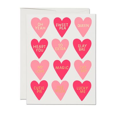 Conversation Hearts Foil Valentine's Card