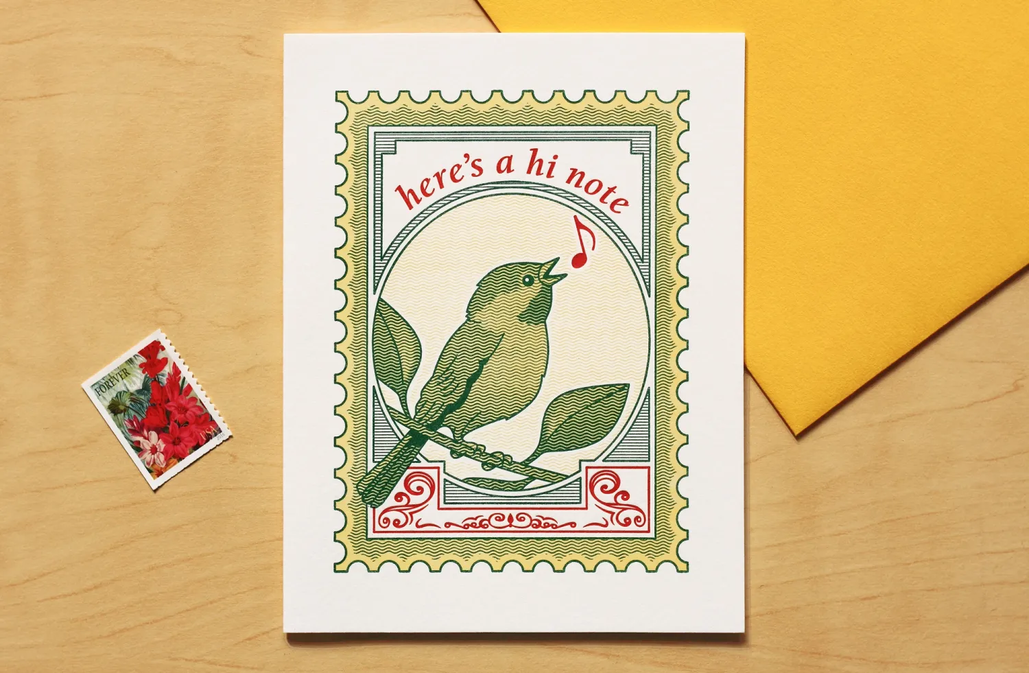 Here's A Hi Note Bird Letterpress Card